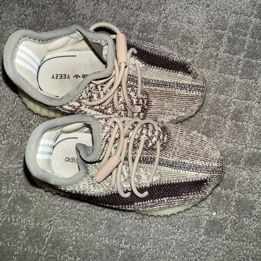 Adidas Gray and Cream Knit Sneakers